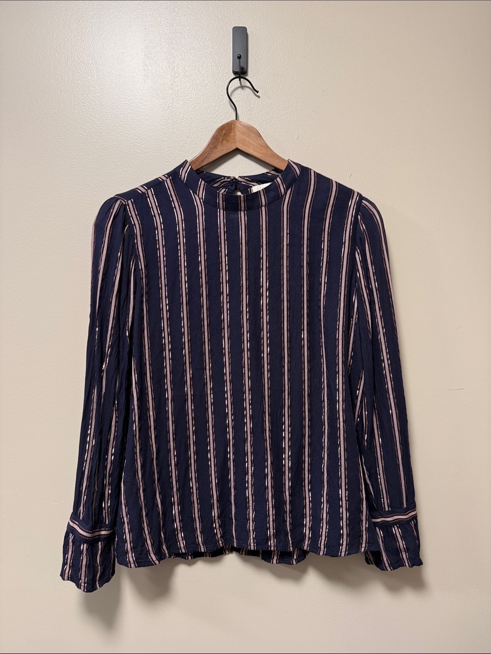 Hinge Metallic Vertical-Stripe Top